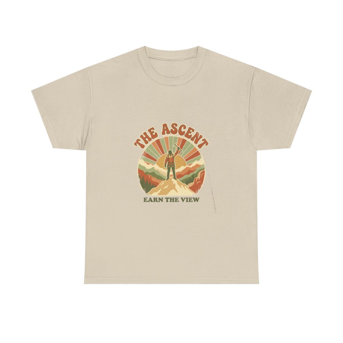 The Ascent Mountain Climbing T-Shirt, Retro Sunset Hiking Graphic Tee, Vintage National Park Style, Mountaineer Gift