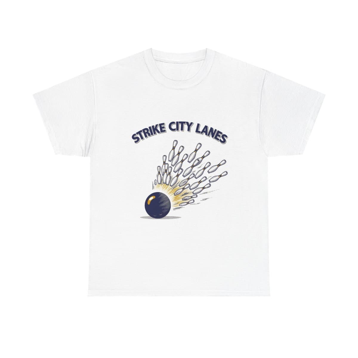 Retro Bowling Alley Tee Vintage 1950s Strike Advertisement Navy Gold Americana Leisure T-Shirt Bowler Gift Shirt