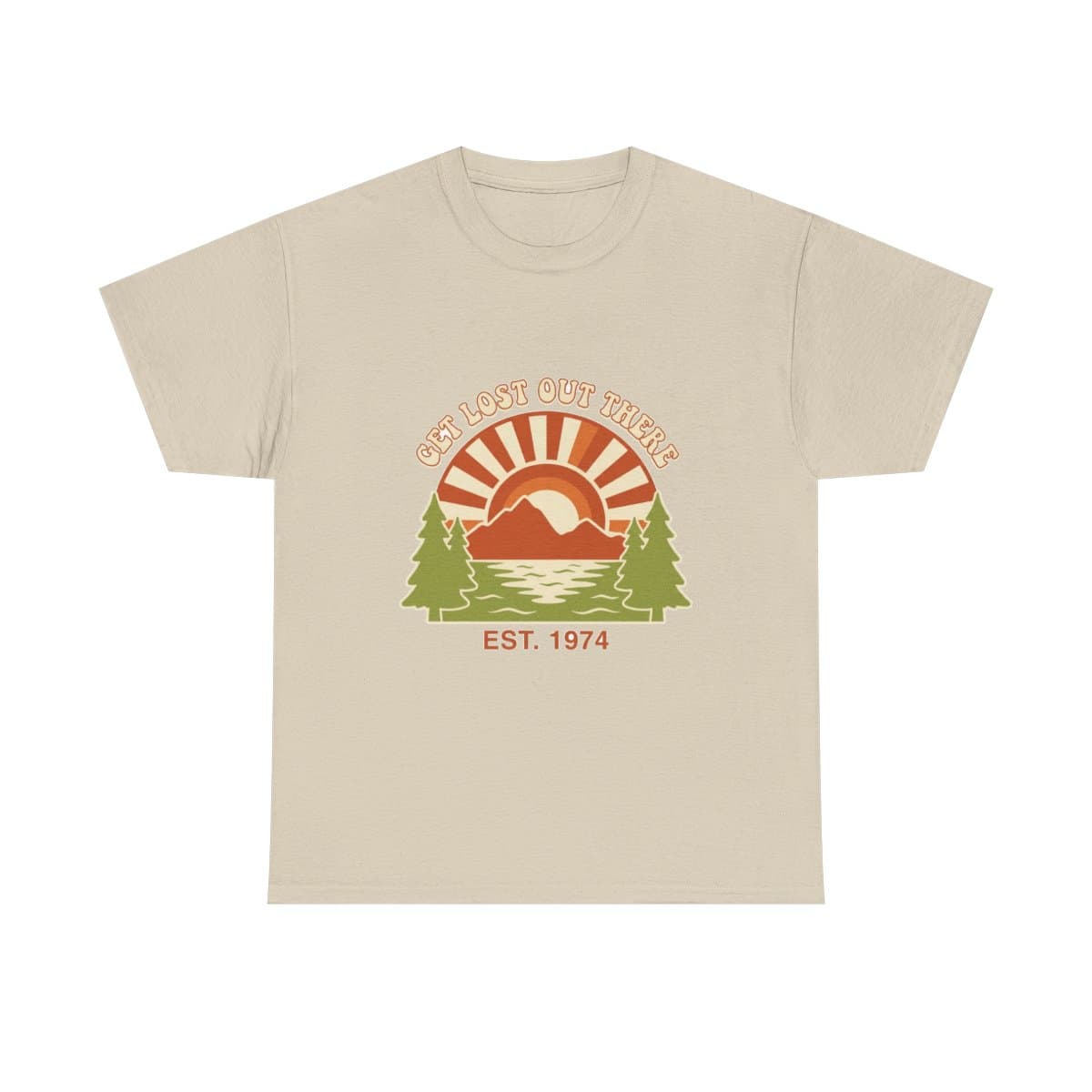 Retro Mountain Sunset Tee, 70s National Park Nature Shirt, Vintage Outdoors Hiking Graphic Tee