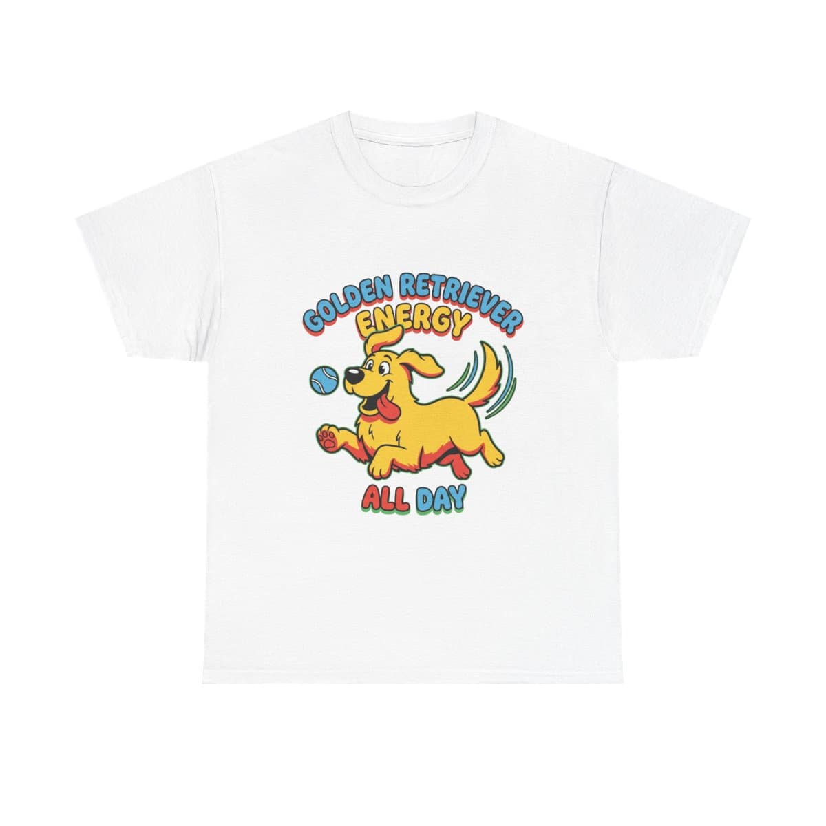 Golden Retriever Energy Tee, Funny Dog Lover Shirt, Cute Cartoon Puppy Graphic Tee Gift
