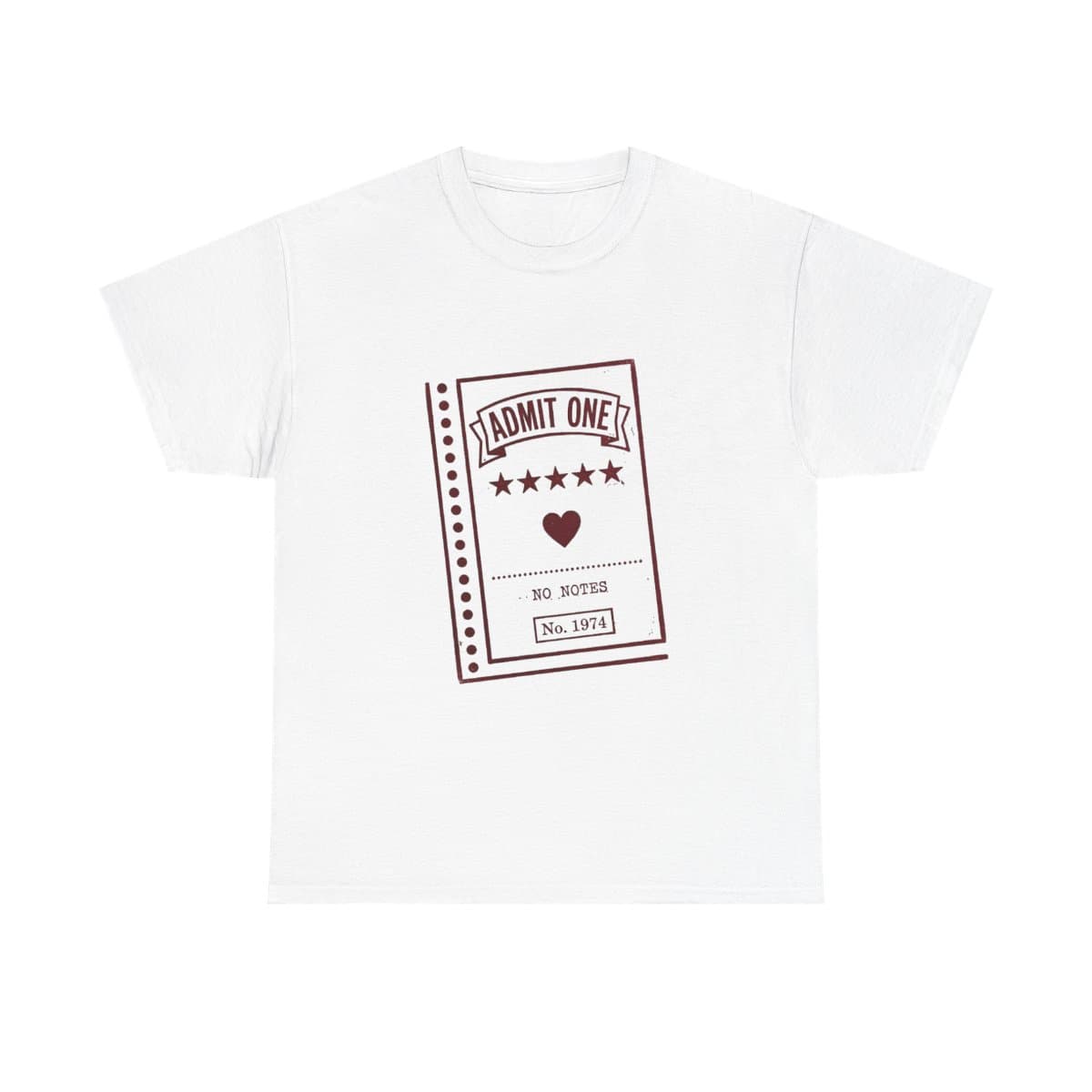 Five Stars No Notes Tee, Vintage Cinema Ticket Film Diary Shirt, Funny Movie Lover Letterpress Graphic Tee