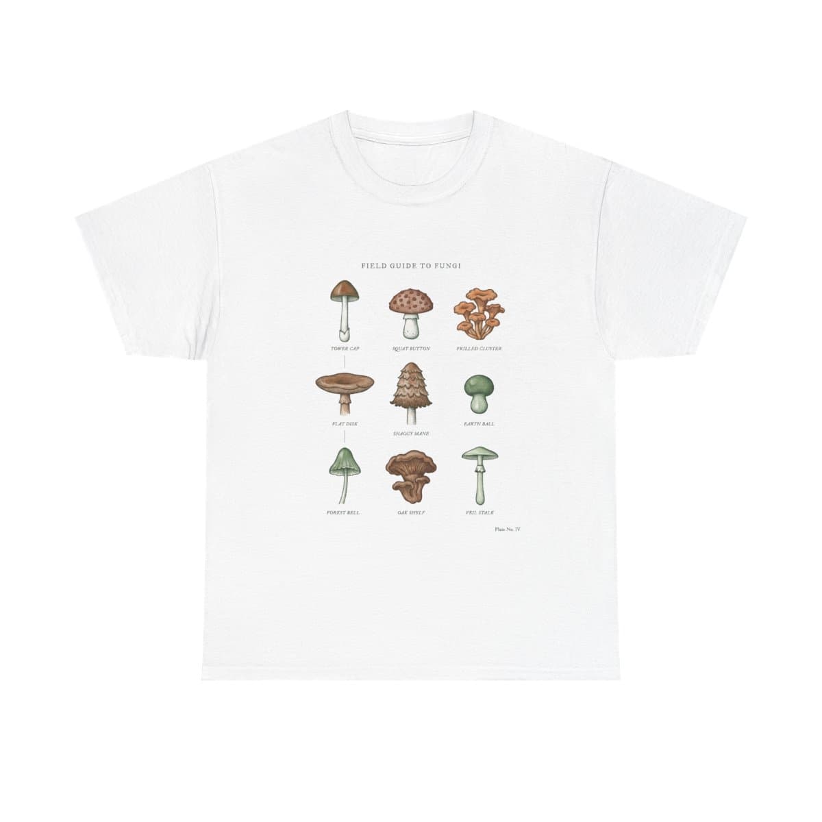 Mushroom Field Guide Tee, Cottagecore Botanical Fungi Chart Shirt, Vintage Naturalist Foraging Graphic Tee