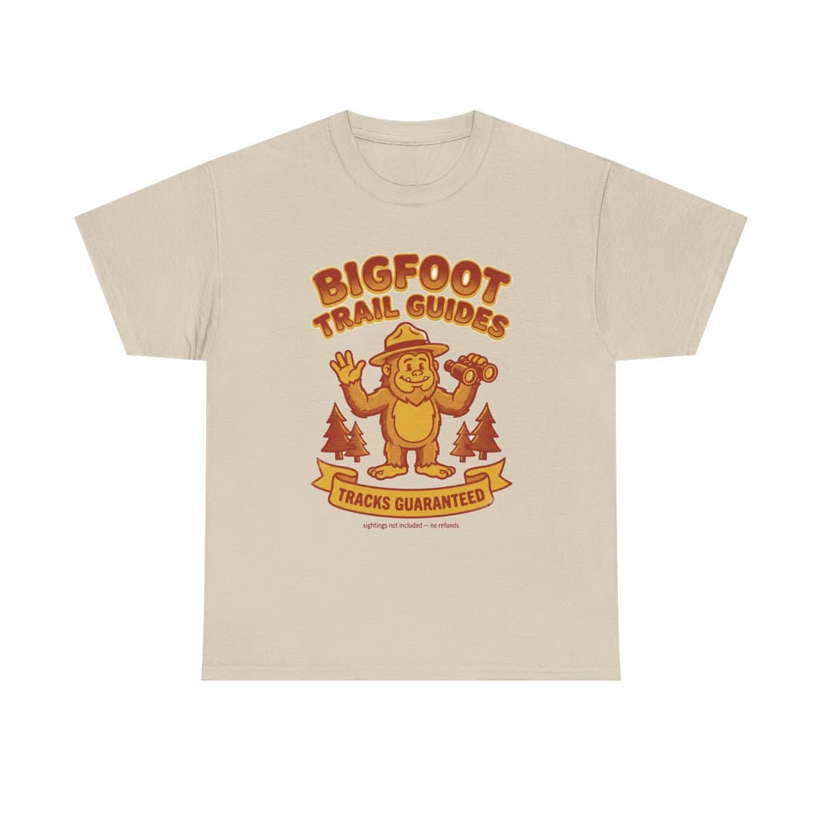 Bigfoot Trail Guides Tee, Funny Sasquatch Cryptid Shirt, Retro Camping Hiking Humor Graphic Tee