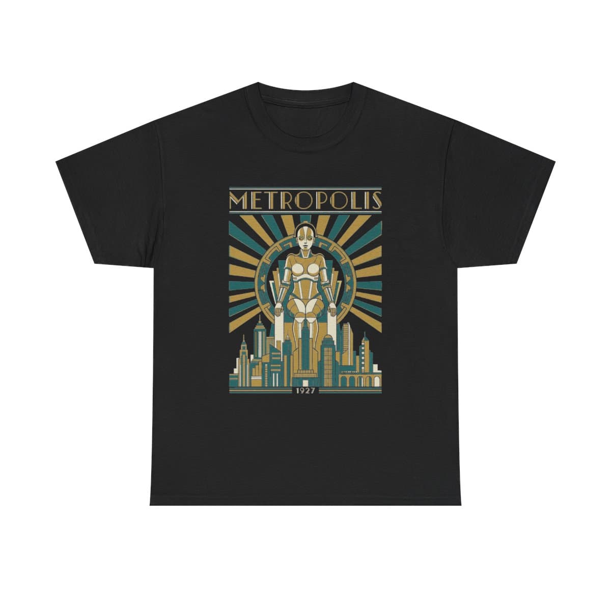 Metropolis 1927 Tee, Art Deco Sci Fi Robot Movie Poster Shirt, Vintage Retro Futurism Graphic Tee